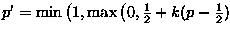 $B_{\max\left(\beta,\min\left(1,\max\left(0,\frac{1}{2}+\gamma(\alpha-\frac{1}{2})\right)\right)\right)}$