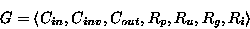 \begin{displaymath}G=\langle C_{in},C_{inv},C_{out},R_p,R_u,R_g,R_i \rangle \end{displaymath}